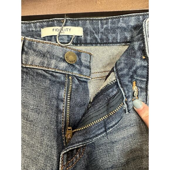 NWT Fidelity AXL Jeans Cortez Blue Women’s Denim Mid Rise Crop Rolled Hem 26 - Picture 9 of 10
